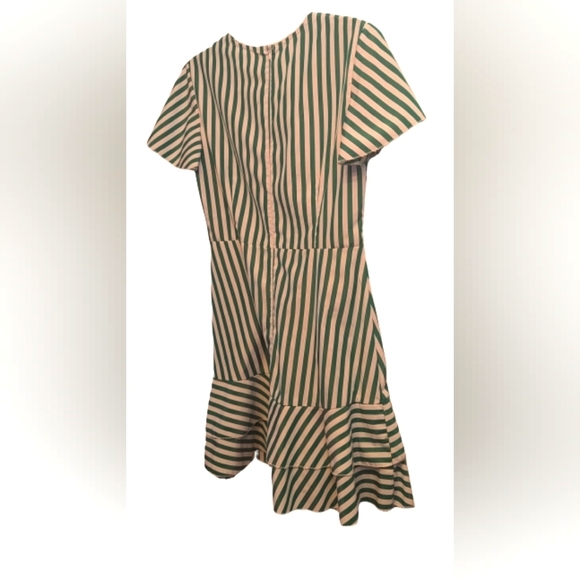 EUC SHEIN green/white ruffle hem cap flutter sleeve hidden white back zipper - Picture 14 of 14